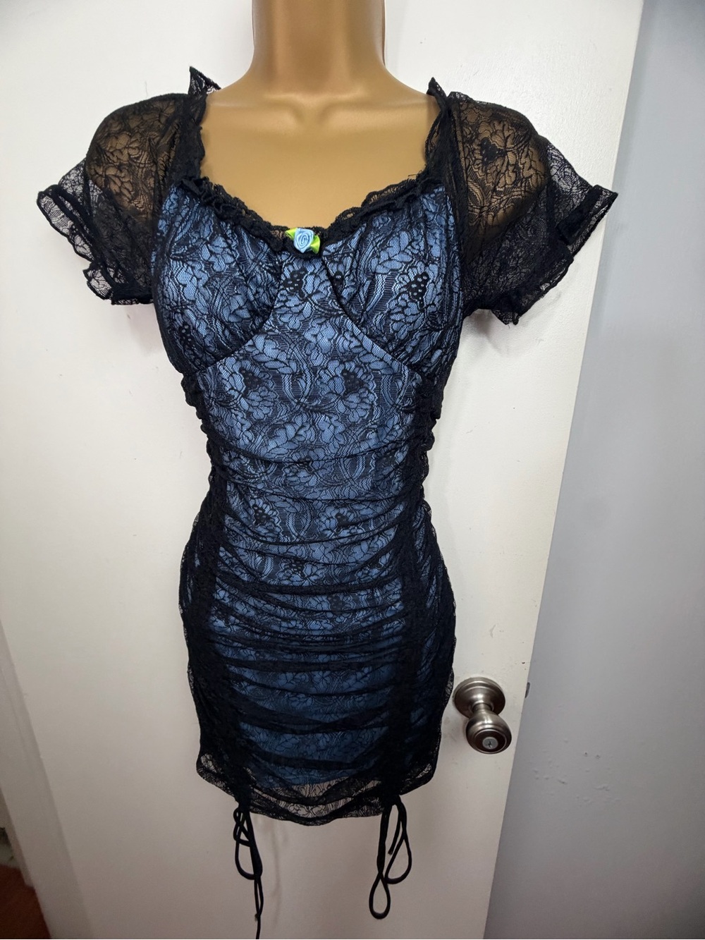 DELIA*S X Dolls Kill Purple Black For What It’s Worth Lace Ruched Mini Dress M